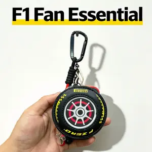 Disney Mickey F1 Racing Collection Tire,Shaped Coin and Earphone Pouch Bag Charm,Premium Stylish Accessory, KeychainPendant, Cute Accessories,Holiday Gift Birthday Gift