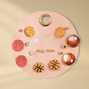 Basketball Earrings Set – Sports Team Game Day Varsity Studs for Women, Multi-Pair Assorted Earrings, Perfect Jewelry Gift for Girls & Moms