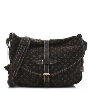 Pre-owned Louis Vuitton canvas Small Leather Goods Monogram Mini Lin Saumur Ebene Z 1114