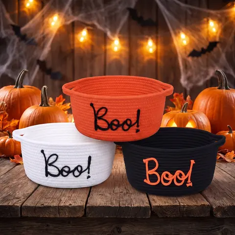 Gejoy Large Boo Basket With Handles For Halloween Spooky Face Boo Basket Cute Halloween Boo Basket Boo Woven Trick Or Treat Gift Organizer For Halloween Party Favors, Spooky Gift Basket For Girlfriends Adults Her Bestie Teens Boyfriends Girls Sister Mom