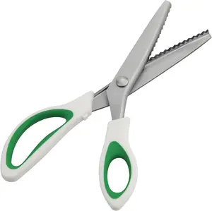 9" Pinking Shears Zig Zag Fabric Scissors, Decorative Edge Craft Scissors for Sewing, Dressmaking, Scrapbooking & Fabric Cutting, Ergonomic Grip