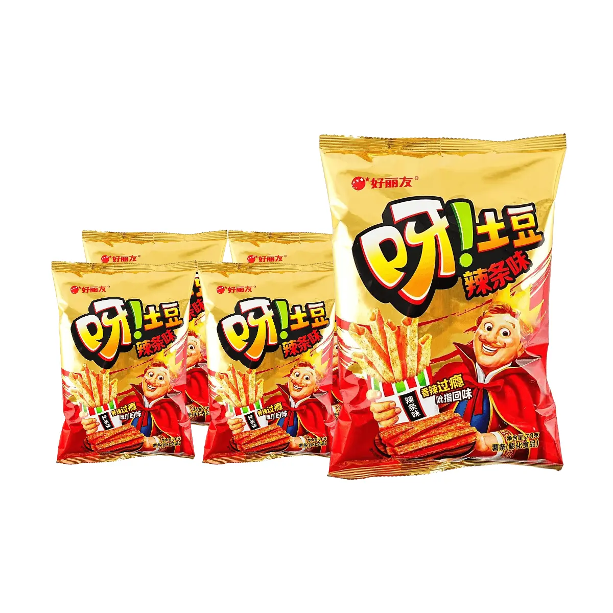5 Pack ORION Spicy Latiao Potato Sticks 2.46 oz - Korean Snack Crispy Chips