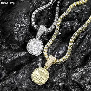 2026 New Hip Hop Iced Out Last Supper Pendant Necklace, unisex shiny religious charm matched with 4mm tennis chain. Available in silver, gold and rose gold. Trendy bling streetwear jewelry, ideal holiday gift choice for men and women, summervibes