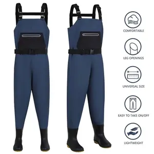 Nylon Tassel Fabric Chest Waders With Inner Layer Sports Mesh Extra Light Weight Breathable Boot-Feet Hunting Chest Wader For Men Women