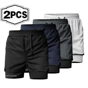 2026 Summer New Quick drying Double layer Wear resistant Mesh Sports Running and Fitness Shorts