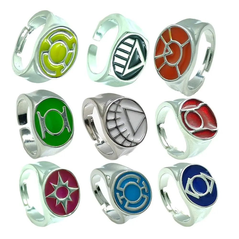 Unisex Retro Green Lantern Anime Movie Hero-Themed Open Ring - Fashionable Unique Cosplay Accessory Character-Themed Gift