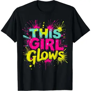 This girl glows for kids tie dye bright colors 80s and 90s T-Shirt