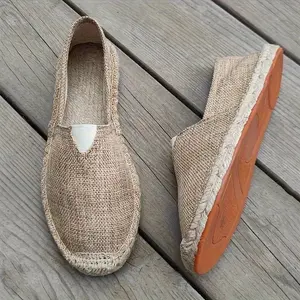 Brand Bdhjydb Men'S Hemp Sole EVA Upper Slip-On Shoes |   Breathable Low-Cut Moccasin Style, Natural Beige/Colorful, Arched Non-Slip Sole, All-Season Comfortable Indoor and Outdoor Use, Casual Semi-Formal, Hand-Woven Texture, Easy to Wear and Take Off
