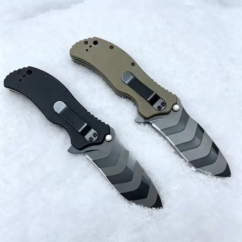0350-EDC Outdoor Folding Knife with G10 Ergonomic Handle, Anti-Corrosion High-Hardness Alloy Steel, Survival Gear Equipment, Bushcrafting Tools and Gadgets for Outdoor Camping, Driving, Ideal Gift, Compact, Button Lock, Hiking, Adults