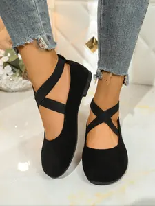 Women's All-Season Ballet Flats, Comfortable Vintage Style, Textile Upper, Rubber Sole, Casual Wear, Fashionable Durable Design, Walking Shoes