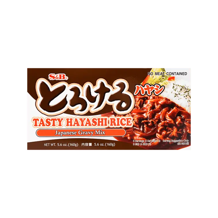 S&B Torokeru Japanese Beef Gravy Mix - 160g, Sweet Tomato Hayashi Rice, Salty & Savory, Ambient, Easy Preparation, Ideal for Home Cooks with Onions & Vegetables, High Sodium, Vegetable Oils (Palm Oil, Hydrogenated Rapeseed Oil), Wheat Flour, Sugar, Corn S