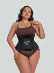 Sculpt Touch 12" Long Torso Cut Coreheat Sweat Girdle Tummy Tuck Shapewear with Waistband for Women's Abdominal Binder and Waist Trainer