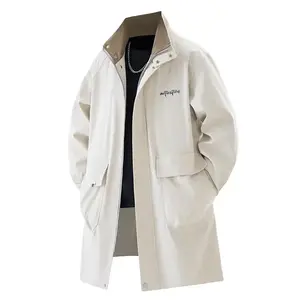 Trench Coat plus Size Men's Mid-Length Spring and Autumn New American Casual Coat Overweight Man Loose plus-Sized Oversized Coat