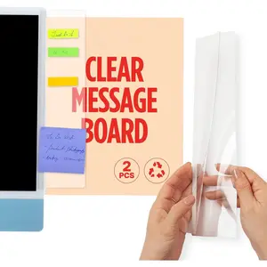 Memo Board 2 count - Flexible Clear PET Computer Screen Sticky Note Holder - Side Panel Message Organizer - Versatile Office Desk Accessories - Cool  Office Supplies - 3.1" x 11.8"