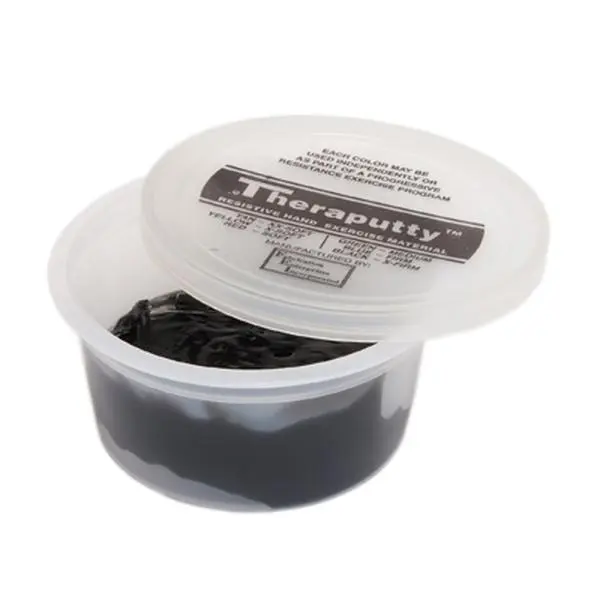 CanDo Resistant Hand Exercise Color-Coded Putty (Theraputty), 2 Oz. Black - X-Firm, Gluten-Free for Grip Training & Hand Strength Development