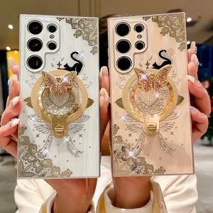Magnetic Phone Case For Samsung Galaxy S25 S24 S23 Plus S22 Ultra Magsafe Wireless Charging Ring Holder Cover