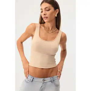 HYPEACH Essential Organic Cotton Tank Top Sand Eco-Certified 50% Rib Maltri - 50% Recovered Cotton