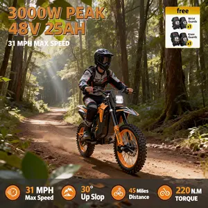 HillMiles MilePop 1 3000W Peak Power Electric Bike for Teens Adults 31MPH Max Speed 48V 25Ah Battery  35-45 Miles Range 30°Slope Electric Bike with Hydraulic Brakes, Full Suspensions&Bluetooth Music, Off-Road Ebike