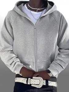 1PC Casual Solid Color Sporty Minimalist Fleece Hoodie Jacket Blank Zip Up Autumn/Winter Children Clothing Teens Boys Girls Size 8-16 Y B2702