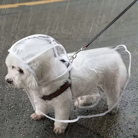 Transparent Waterproof Dog Outdoor Raincoat, Full Body Eva Raincoat with Hood, Soft Shell for Small Medium Dogs, Poodle, Measure Before Purchase