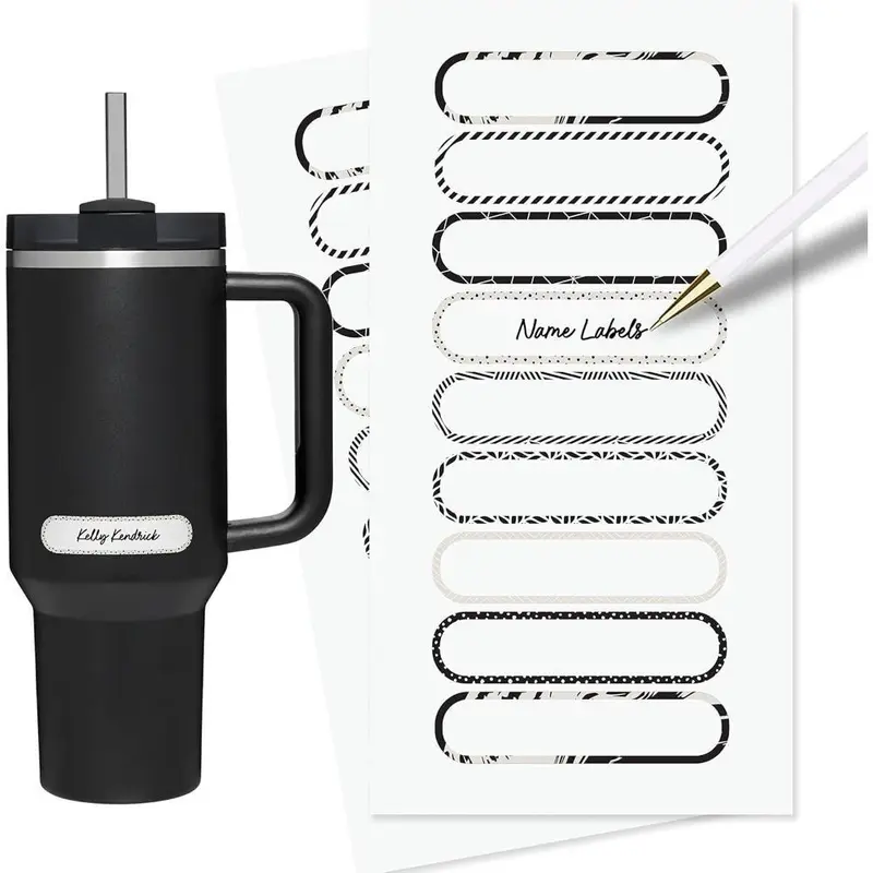 Waterproof Labels For Bottles,Containers-72 Stickers | All-Purpose & Personalizable | Dishwasher, Freezer & Microwave Safe | BPA-Free