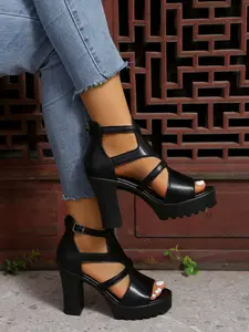 Summer Date Essential! Thick Sole Waterproof Chunky Heel Elegant Stylish High Heel Sandals, Elevate Your Height Without Tiring Feet, Versatile Women's Shoes