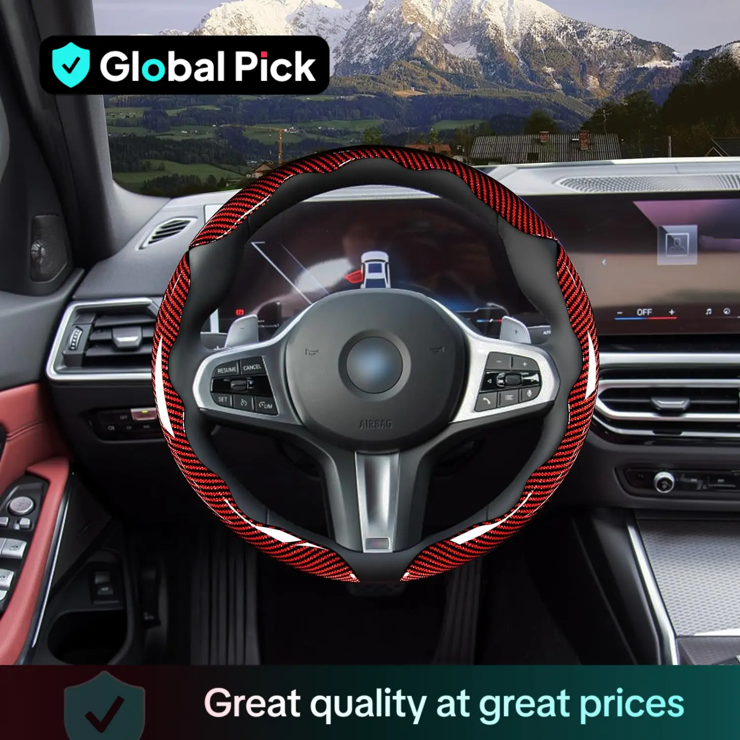 Car Steering Wheel Cover, Non-slip Steering Wheel Protector, Universal Car Steering Wheel Cover for 15 Inch, Decor Gadgets, Automotive Interior Access