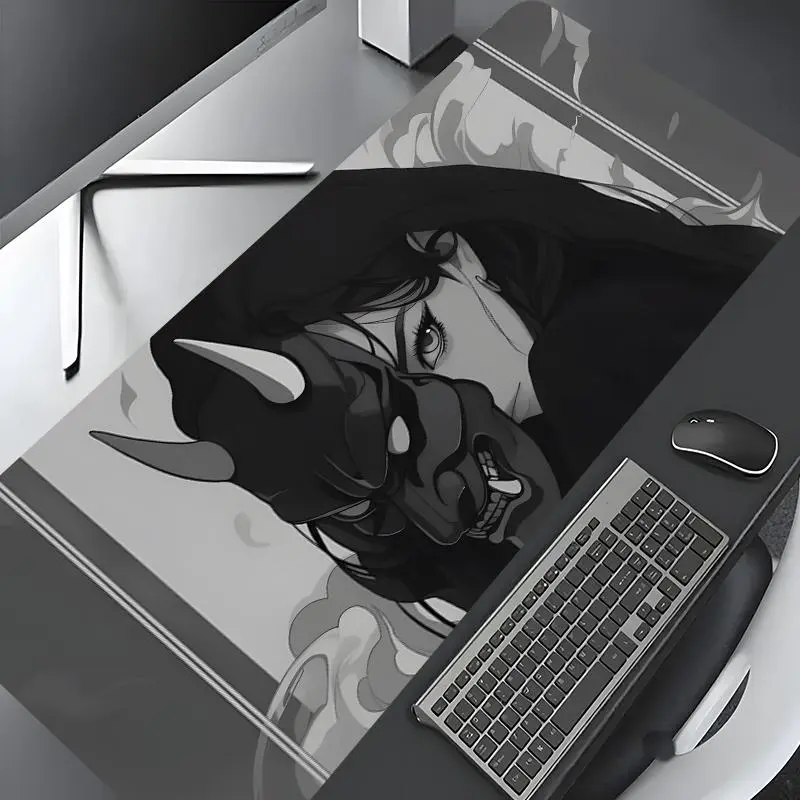 Demon Mask Pattern Mouse Pad, Rectangle Gaming Mouse Pad, Non-slip Rubber Pad, Office Desk Keyboard Mouse Pad for Home Office Game Room Desk