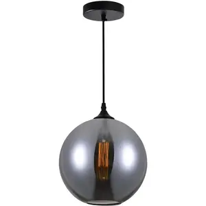 CWI Lighting Glass 1 Light 10 inch Black Down Mini Pendant Ceiling Light in Smoke 5553P10-SMOKE
