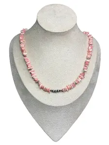 Pink Conch Chip & Sterling Necklace