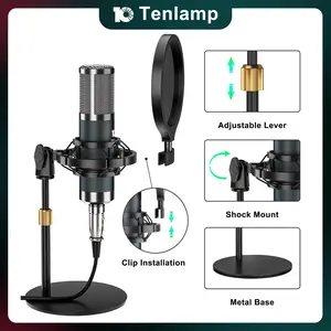 Tenlamp Condenser Microphone Series, Live Vocal Equipment, Recording Kit Microphone with Shock Mount for Live Broadcasting, BM800/PK PRO/P15#TikTokShopBlackFriday