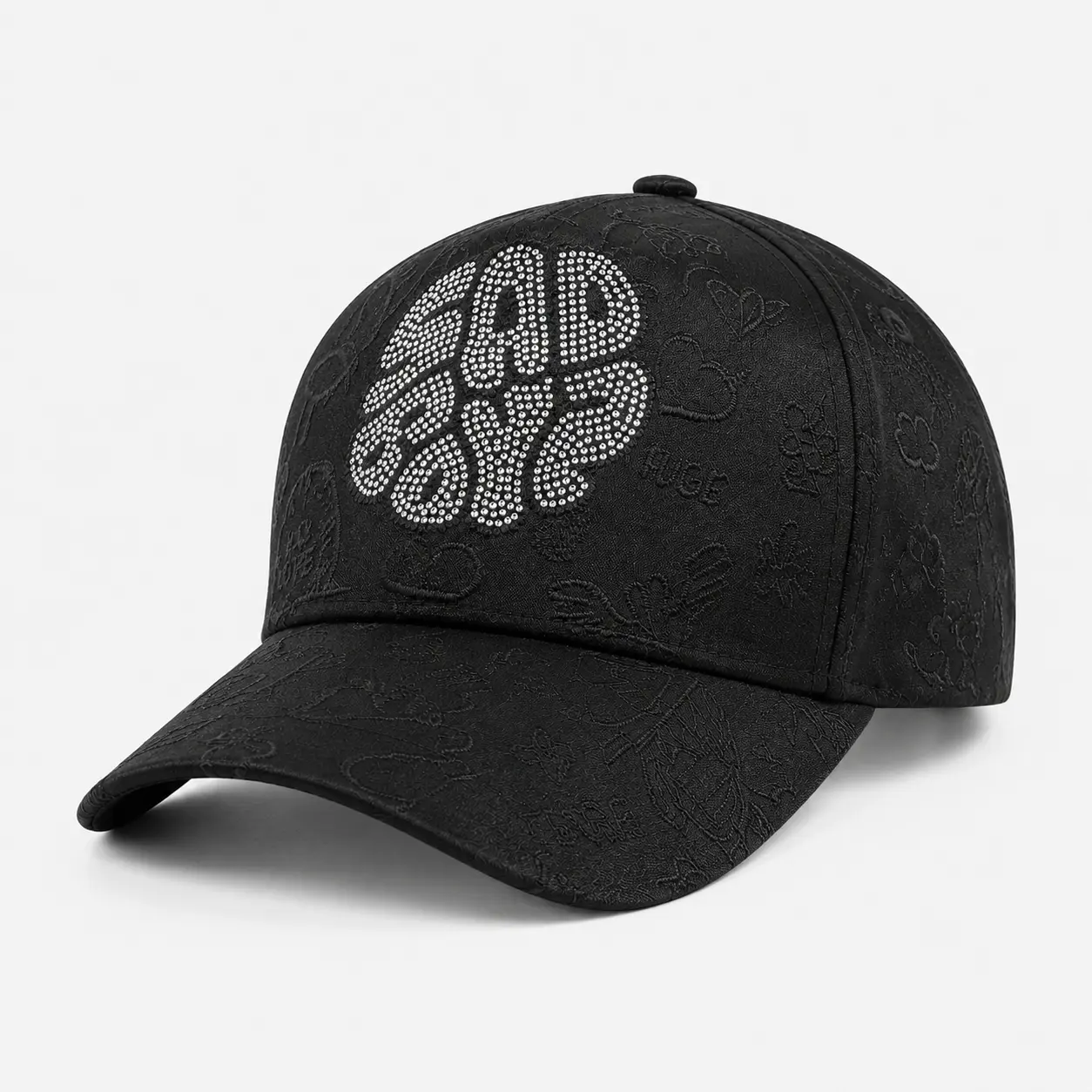 [Trending] - Sadboy Rhinestone Black Baseball Cap, Embossed Graphic Streetwear Hat, Adjustable Unisex Hip Hop Cap
