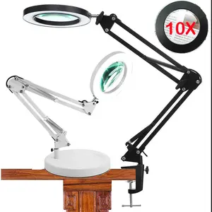 Magnifying Glass with Light, 10X Magnifying Glass LED Cold and Warm Light with 3 Modes, Illuminated Lighted Magnifier for Seniors Reading, Coins, Jewelry, Hands Free Magnifier with Light for Collectors, Magnifying Glass