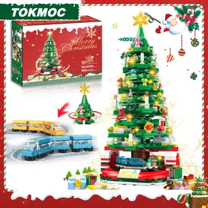 TOKMOC 2025 Christmas Series Building Block Set,Classic Christmas Tree,Gingerbread House,Christmas train and Green Christmas Tree Blocks,Christmas Gift and Home Decoration Architecture,For Aged 12 and Above