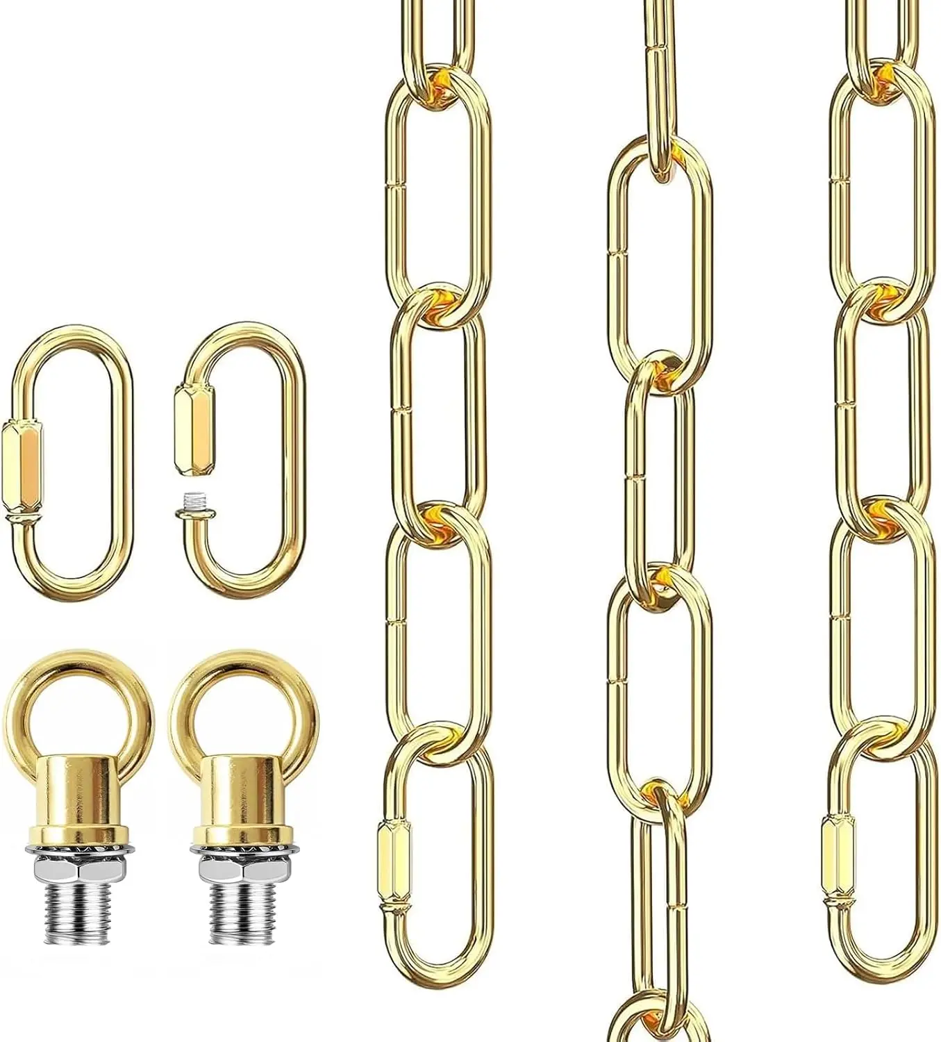 10 Feet Gold Light Fixture Chain, Adjustable Metal Pendant Chandelier Chain Extension with Detachable Link, Maximum Load is 66 Pounds