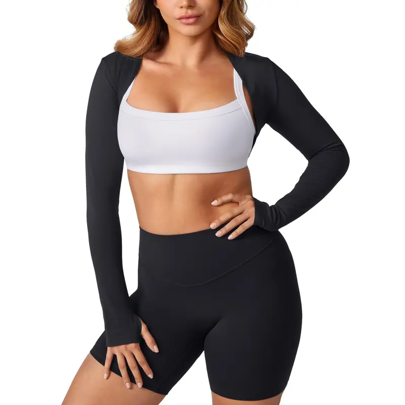 UNISSU Women's Open Front Long Sleeve Bolero Athleisure Workout Top - Buttery-Soft 4-Way Stretch Crop Top, Classic Style, Easy to Style, Gentle Lightweight Athletic Clothing for Gym