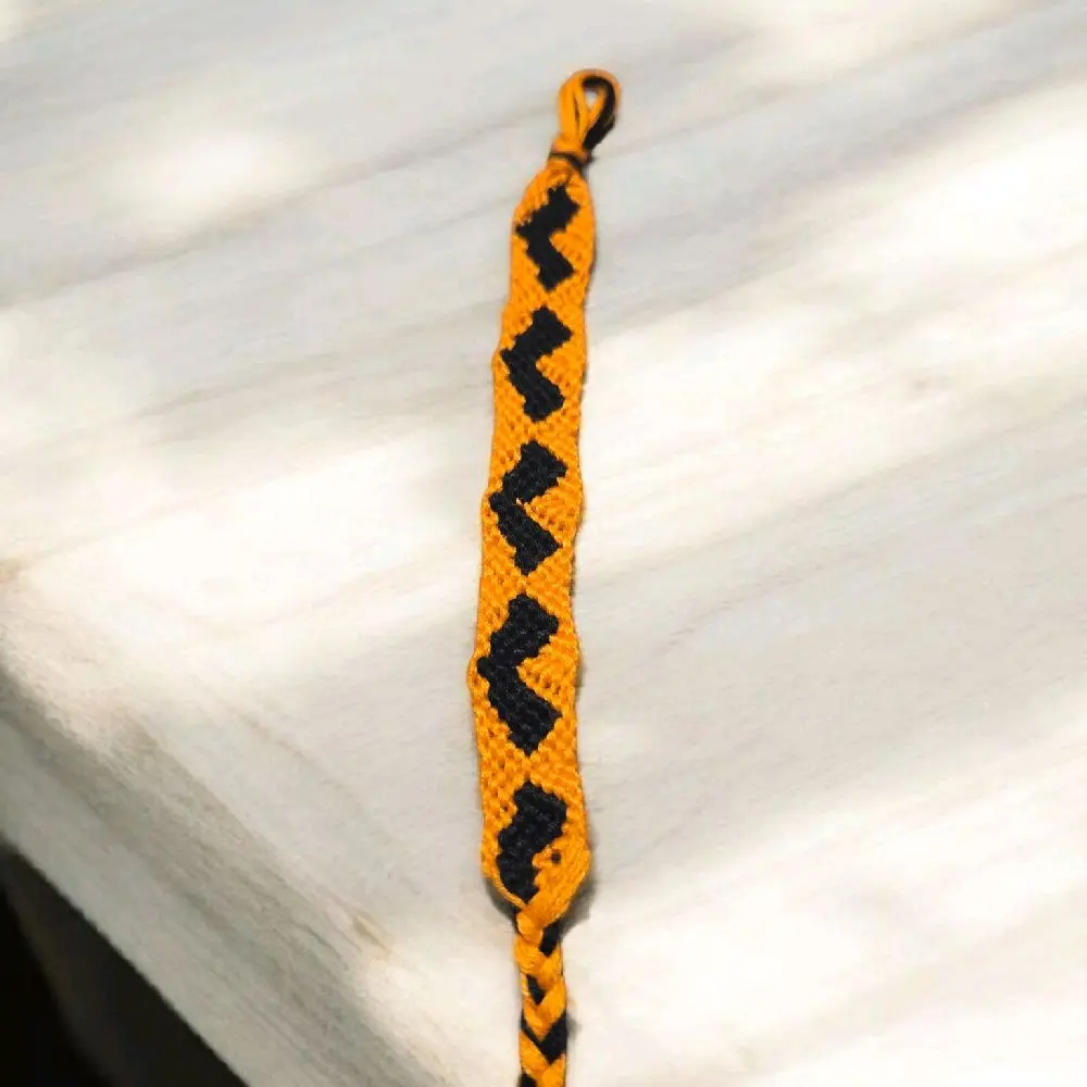 Bat Macrame Handmade Bracelet Unisex Halloween Style Orange & Black Geometric Design