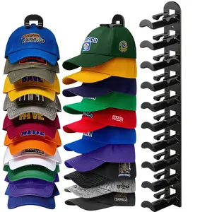 Wall Mounted Hat Hook Organizer, Strong Adhesive Backing + Screws, Ideal for Closet Doors, Bedroom Baseball Cap Rack, Classic