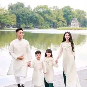 Vietnamese  Ao Dai With Pants For Family ( Set Mẹ Và Bé Gái) Vietnamese Size / Áo Dài Cách Tân Truyền Thống Việt Nam / Women Ao Dai / Girl Ao Dai / Áo Dài Tết / Luna Ao Dai