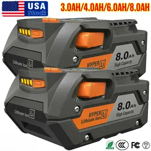 New For Ridgid R840087 6.0Ah 8.0Ah Lithium Battery Rigid 18 Volt R840085 Power Too