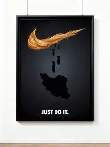 Trump Just Do It America Power Poster | Iran Strike Concept Wall Art, Bold Political Statement Graphic, Patriotic USA Decor Print