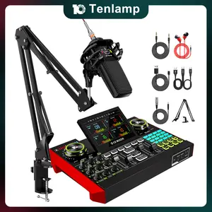 【Live Stream Exclusive】Tenlamp G10-PK PRO Sound Card Kit, Custom Sound Effects, with Condenser Microphone, for Live Streaming, Gaming, Singing Podcast Equipment, 2-Level Noise Reduction, Computer Audio Mixer
