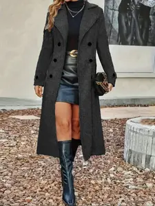 Women's Elegant Tweed Coat, Mid-Length Slimming Design, Fashionable Lapel Collar, Versatile Daily Wear Outerwear Jackets