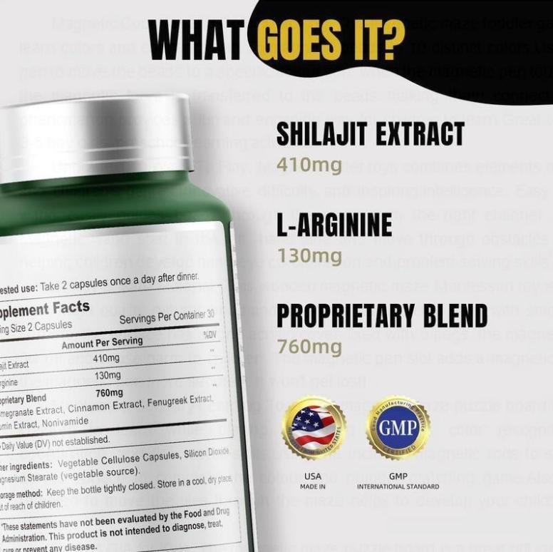 FLYNEW Optimal Potency | Shilajit Ultra | Adaptogen Energy Stamina Immune Antioxidants | Made in USA | 60 Capsules | gym edible dietary muscle repair