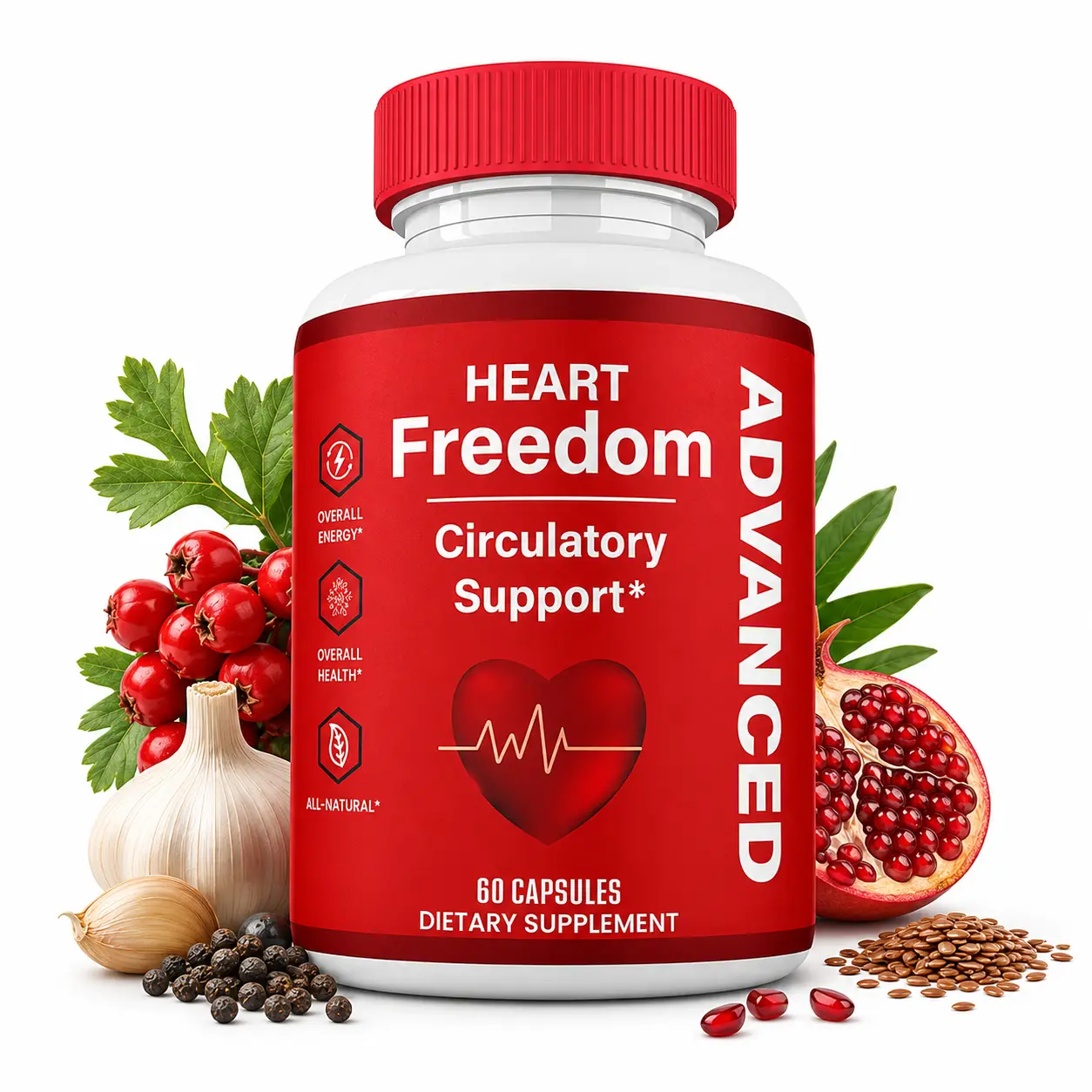 Heart Freedom Capsules, Heart Freedom Supplement for Heart Health, Circulation & Cardiovascular Support, Daily Wellness Formula, 1 Pack