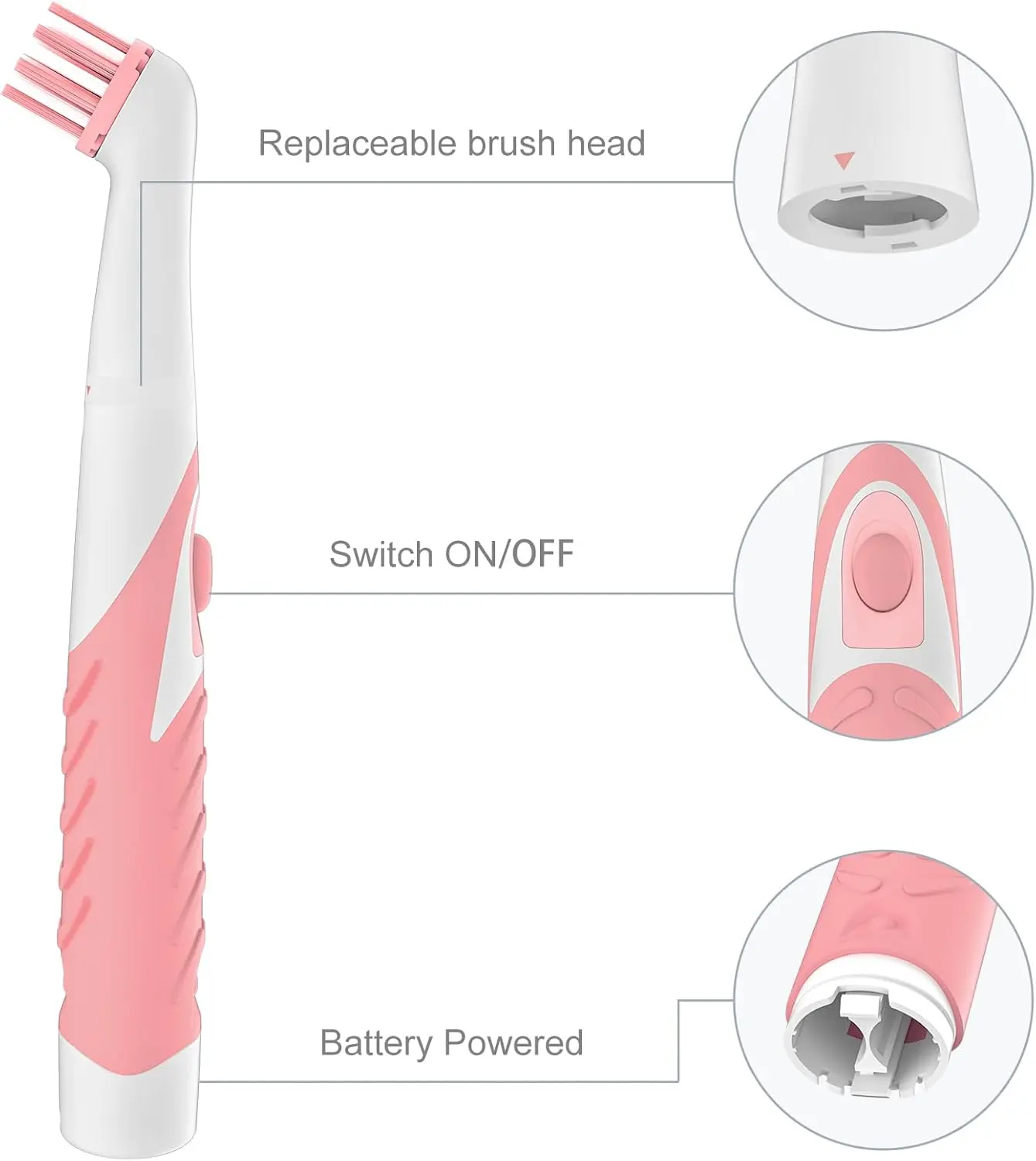 Electric Brush with 4-in-1 Multiple Brush Heads, Cordless Motorized Cleaning Brush for Bathroom, Toilet, Kitchen, Tile, Crevice