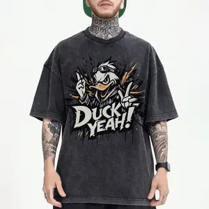Duck Yeah! Rebel Streetwear Washed Shirt - Premium 100% Cotton Oversized T-Shirt with Iconic Design & Vibrant Hip-hop Shirt - MELISSA ANN