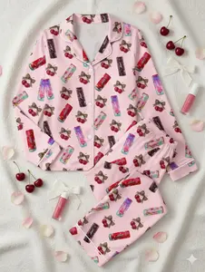 Alani Pajamas Set, Alani Lover Pjm, Alani Energy Pink Sleep Wear, Satin Pajamas For Women, Gift For Her