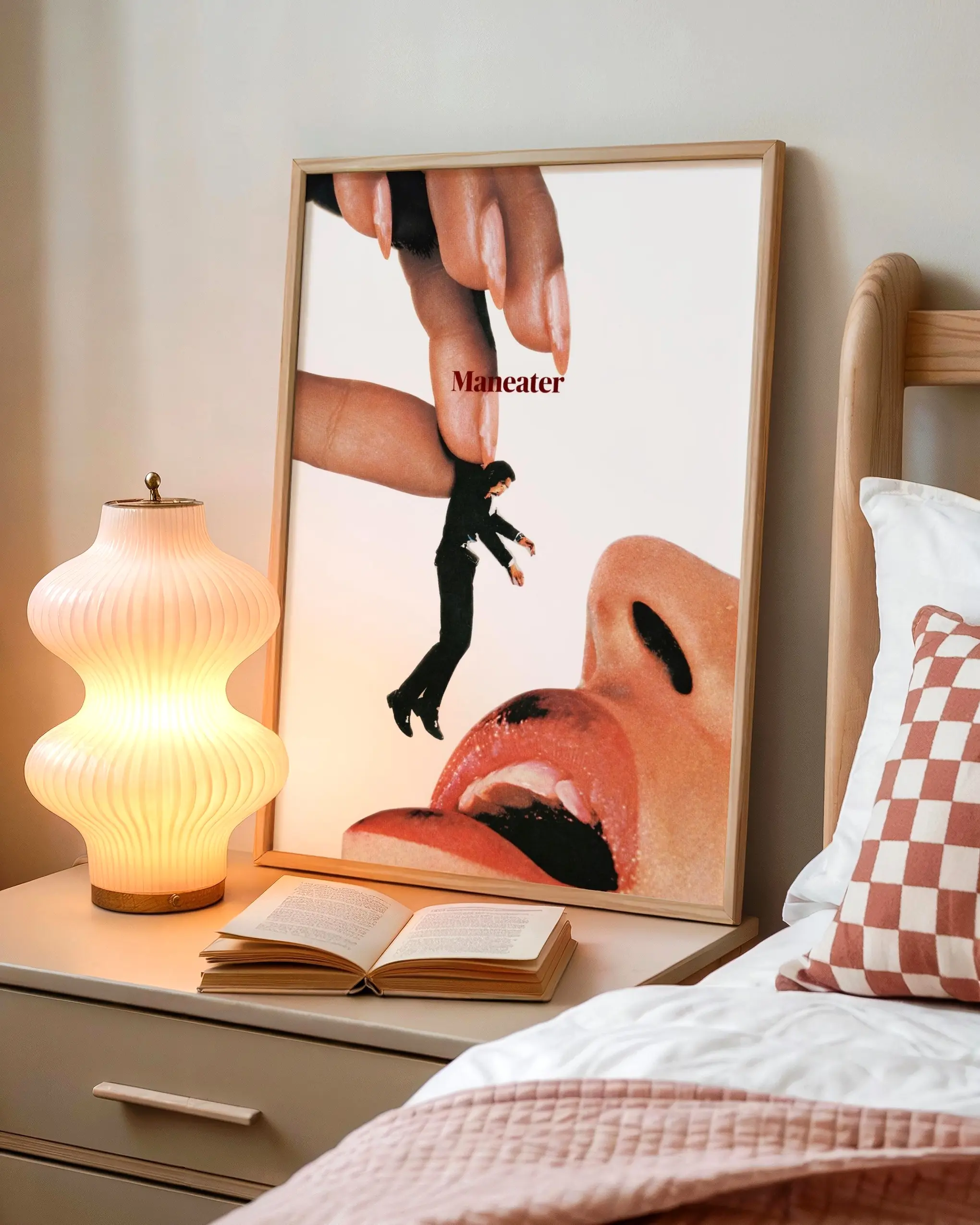 Maneater Collage Wall Art Print - Artistic Vintage Editorial Collectible, Bold Feminine Digital Piece, Lightweight Aesthetic Home Decor, Girly Room Accessory for Vintage Room Decor Enthusiasts