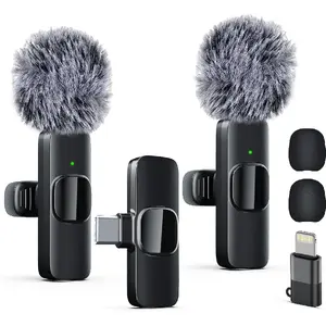 Professional Wireless Lavalier Lapel Microphone with Lightning Connector for iPhone, iPad, Smartphone & Portable Devices, Noise Reduction Audio Mic for Interview, Vlog, Plug & Play